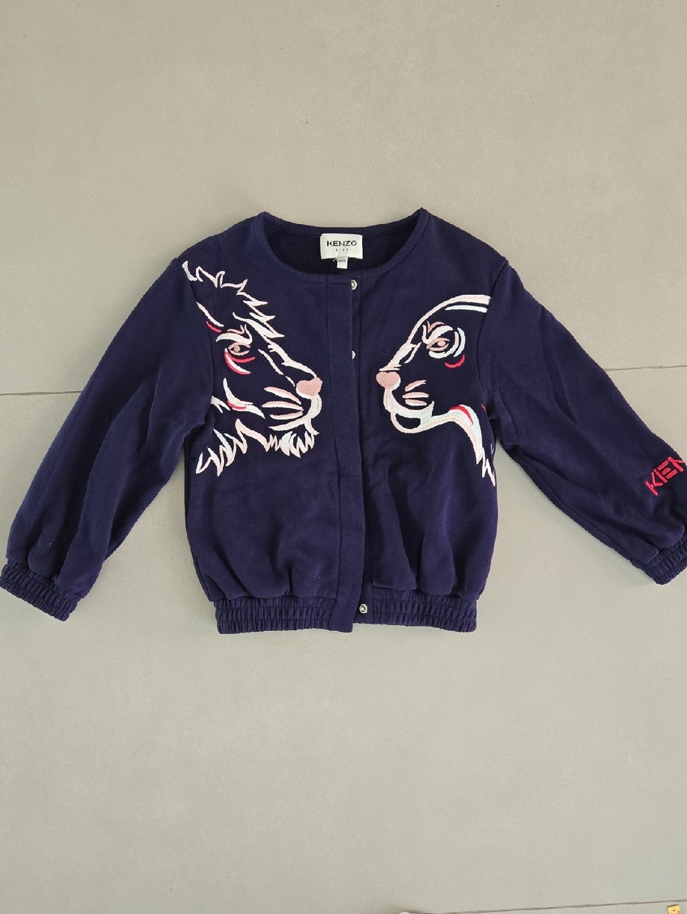 Kenzo Kids Navy Embroidered Tiger Face Cardigan Size 6Y